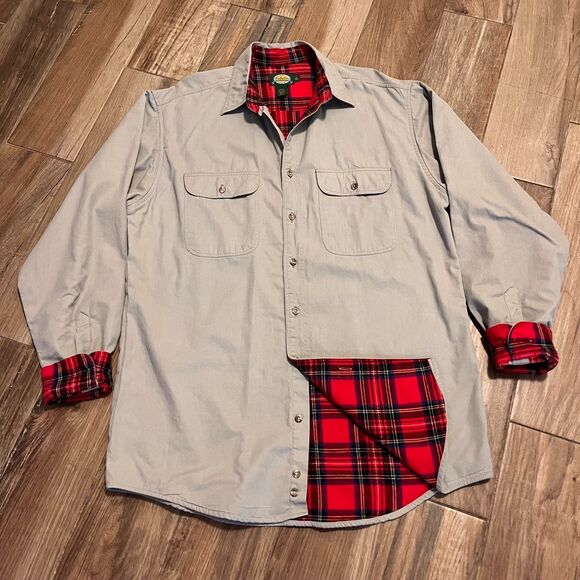 Cabela's Shacket Mens Long Sleeve Flannel Lined Button Up Heavy Large / Tall - Picture 7 of 8